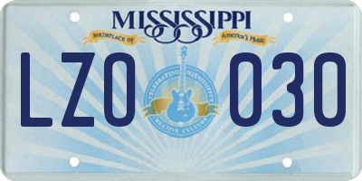 MS license plate LZO030