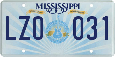 MS license plate LZO031