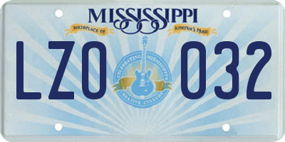 MS license plate LZO032
