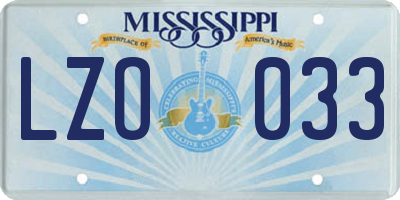 MS license plate LZO033