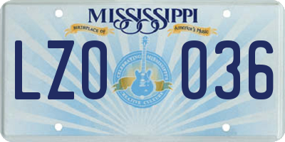 MS license plate LZO036