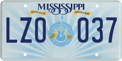 MS license plate LZO037