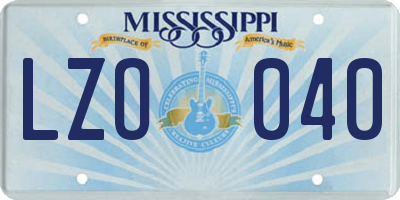 MS license plate LZO040