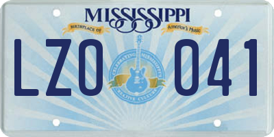 MS license plate LZO041