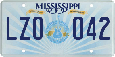 MS license plate LZO042