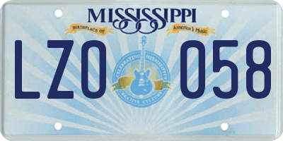 MS license plate LZO058