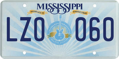 MS license plate LZO060
