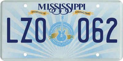 MS license plate LZO062