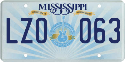 MS license plate LZO063