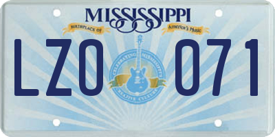 MS license plate LZO071