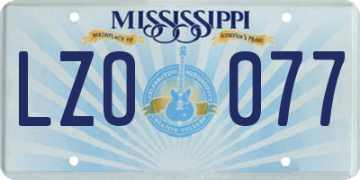 MS license plate LZO077