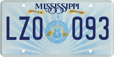 MS license plate LZO093