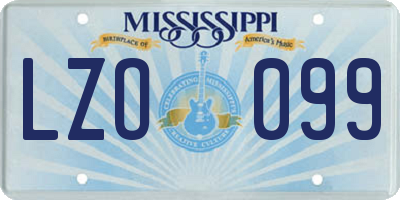 MS license plate LZO099