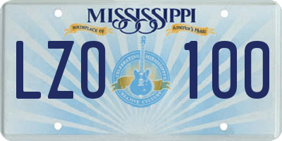 MS license plate LZO100
