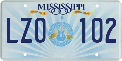 MS license plate LZO102