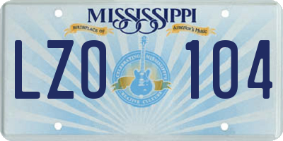 MS license plate LZO104