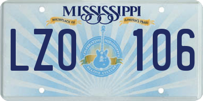 MS license plate LZO106