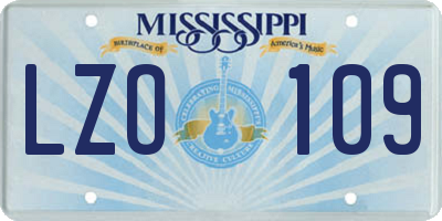 MS license plate LZO109