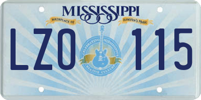MS license plate LZO115