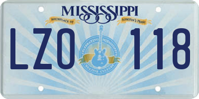 MS license plate LZO118