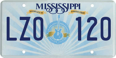 MS license plate LZO120