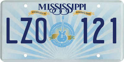 MS license plate LZO121