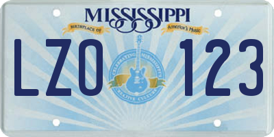 MS license plate LZO123