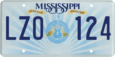 MS license plate LZO124