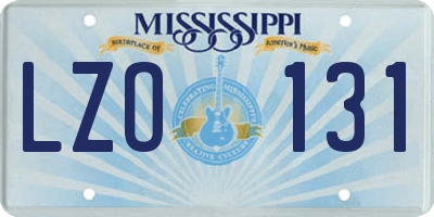 MS license plate LZO131