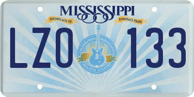 MS license plate LZO133