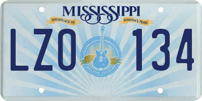 MS license plate LZO134