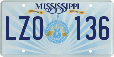 MS license plate LZO136