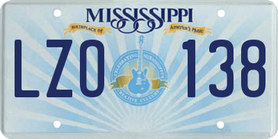 MS license plate LZO138