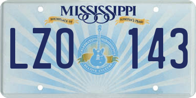 MS license plate LZO143