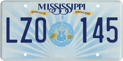 MS license plate LZO145