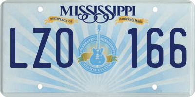 MS license plate LZO166