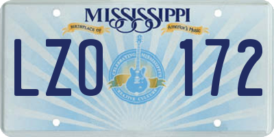 MS license plate LZO172