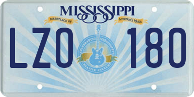MS license plate LZO180