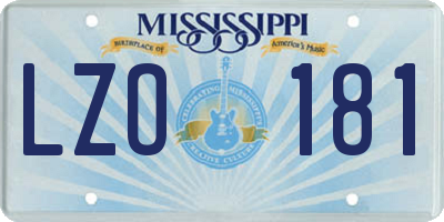 MS license plate LZO181