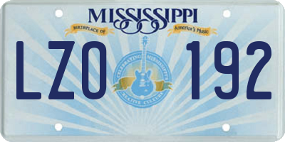 MS license plate LZO192
