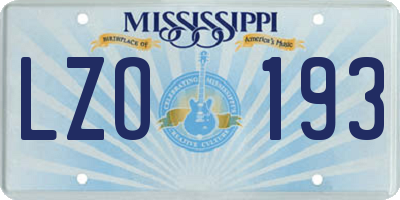 MS license plate LZO193