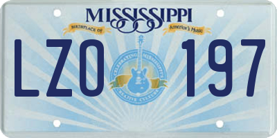 MS license plate LZO197