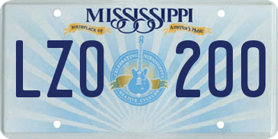 MS license plate LZO200