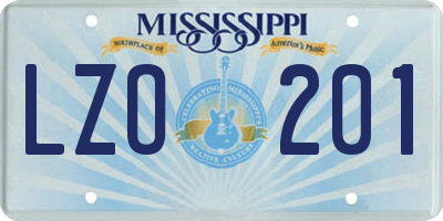 MS license plate LZO201
