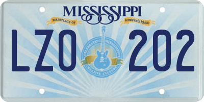MS license plate LZO202