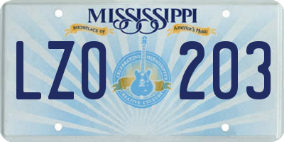 MS license plate LZO203