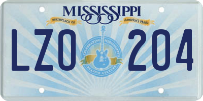 MS license plate LZO204