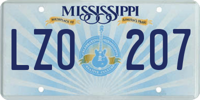 MS license plate LZO207