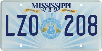 MS license plate LZO208