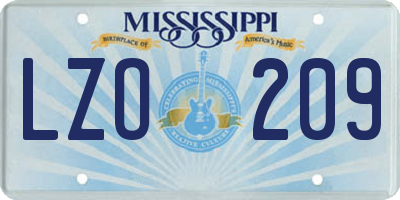 MS license plate LZO209